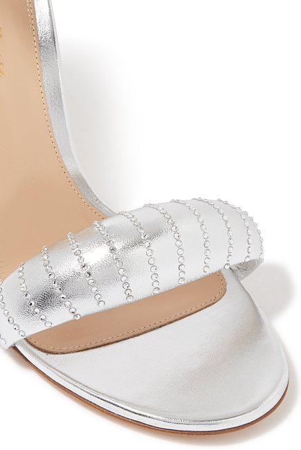 Bijoux 105 Crystal Embellished Metallic Leather Sandals